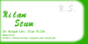 milan stum business card